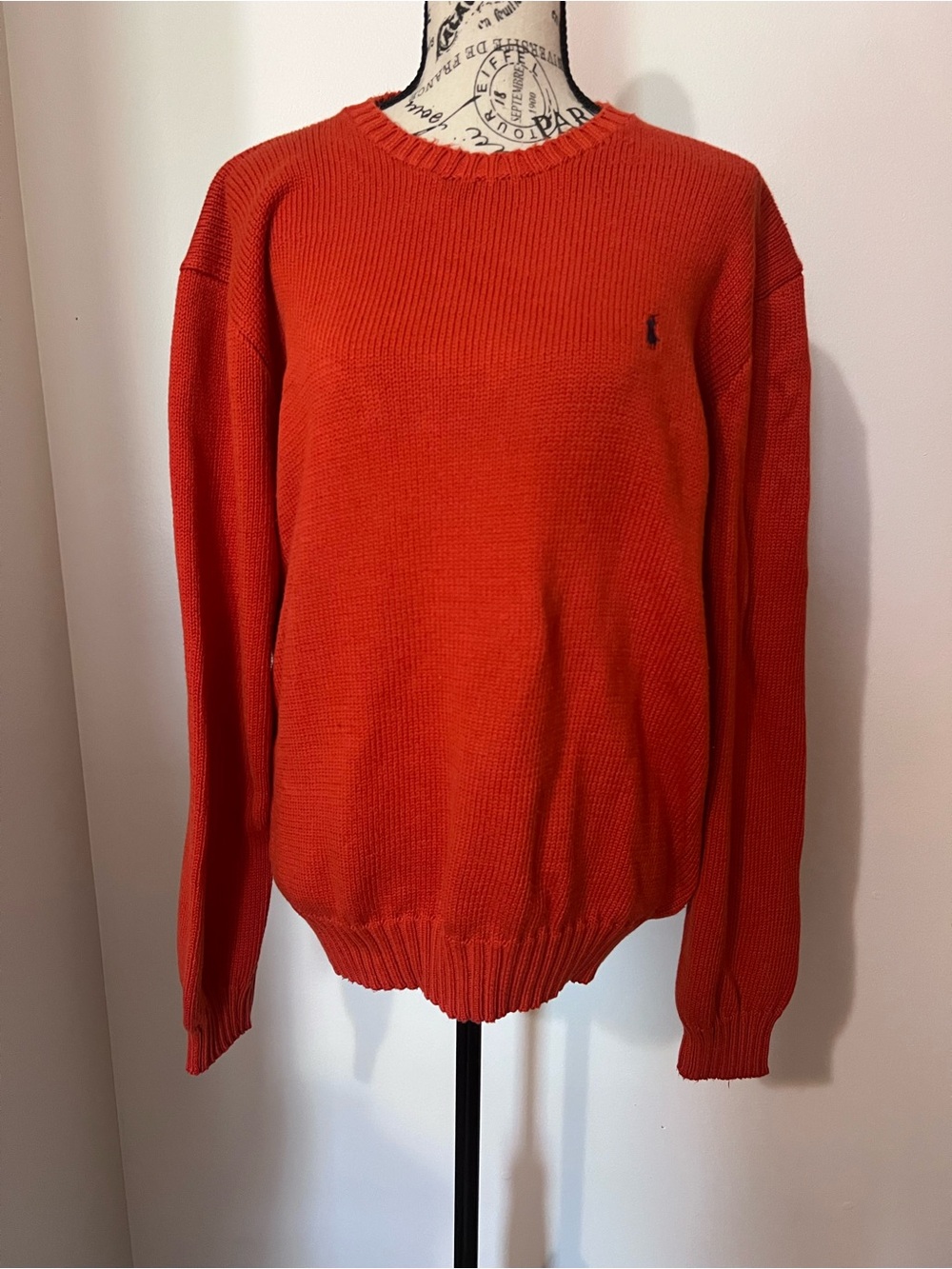 Polo Ralph Lauren Mens XL Burnt Orange Rust Crewneck Sweater Cotton Knit